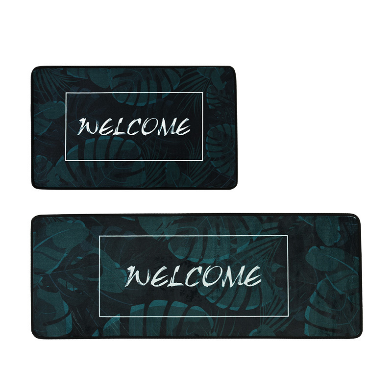 美帮汇长条厨房垫子 地垫防油厨房地毯吸水洗家用防滑脚垫 进垫定制 绿色郁郁葱葱 组合：40x60+45x120cm