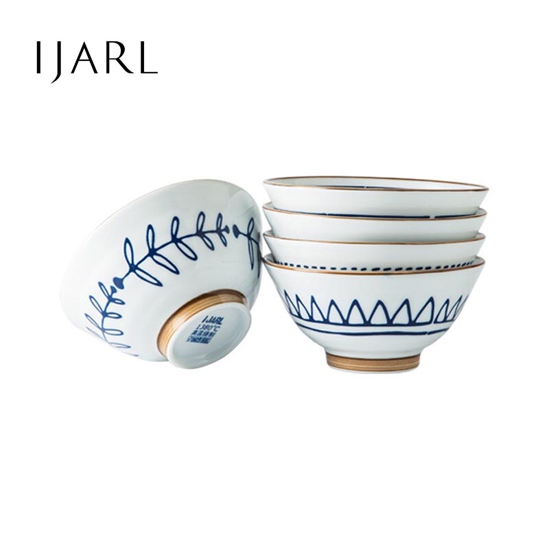 亿嘉IJARL 家用日式和风家用陶瓷餐具日式和风饭碗五只装
