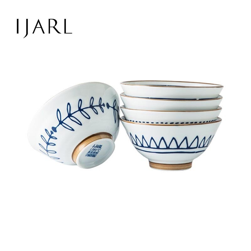 亿嘉IJARL 家用日式和风家用陶瓷餐具日式和风饭碗五只装