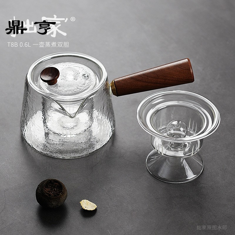鼎亨T8一壶双胆煮茶器蒸茶器电陶茶炉玻璃茶壶花茶普洱泡茶壶茶具