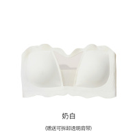 浪莎无肩带内衣女文胸罩防滑聚拢小胸收副乳抹胸2025新款夏季薄款 M推荐体重80-100斤 羽翼款-奶白聚拢防滑