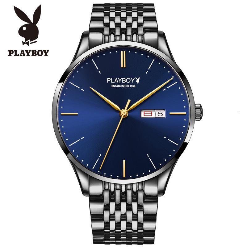 花花公子(playboy)手表新款欧美品牌全自动机械表男士商务正品精钢带