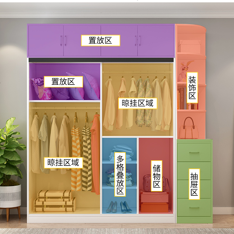 衣柜现代简约出租房用推拉柜子卧室实木组装衣橱经济型储物柜子