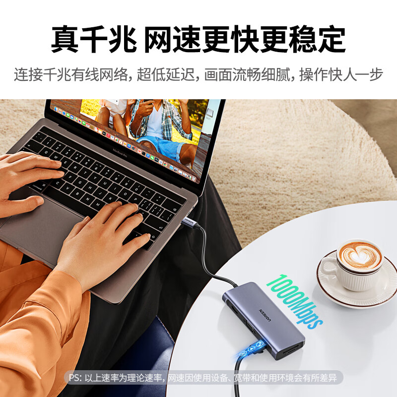绿联Type-C扩展坞USB-C转HDMI雷电4拓展坞网口转接头读卡hub分线器通用苹果15华为小米笔记本40873高清大图