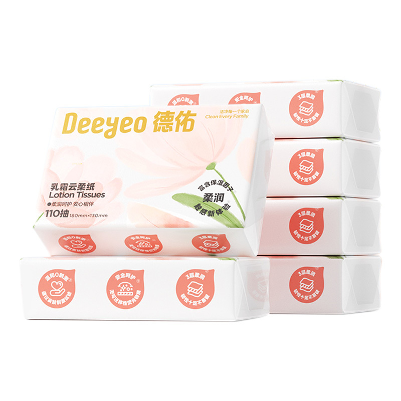德佑纸面巾110抽*6包*2提乳霜云柔厚实10040102