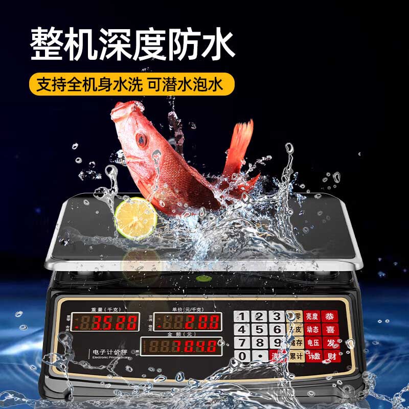 电子秤东美DJJ002P台秤计数计价秤量程30KG防水加大平盘 30K 10g