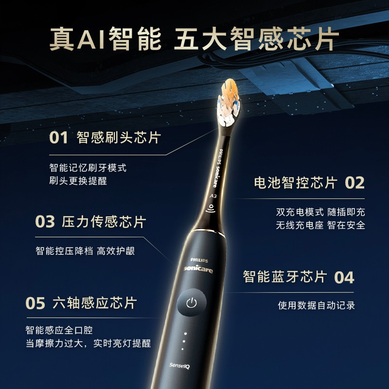 飞利浦(PHILIPS)HX9996/12钻石Ai电动牙刷电动牙刷(单位:个)午夜蓝高清大图