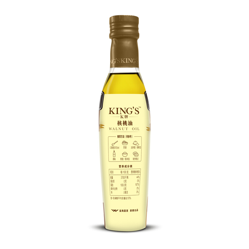 金龙鱼KING’S核桃油食用油头道初榨优质核桃仁250ml食用油