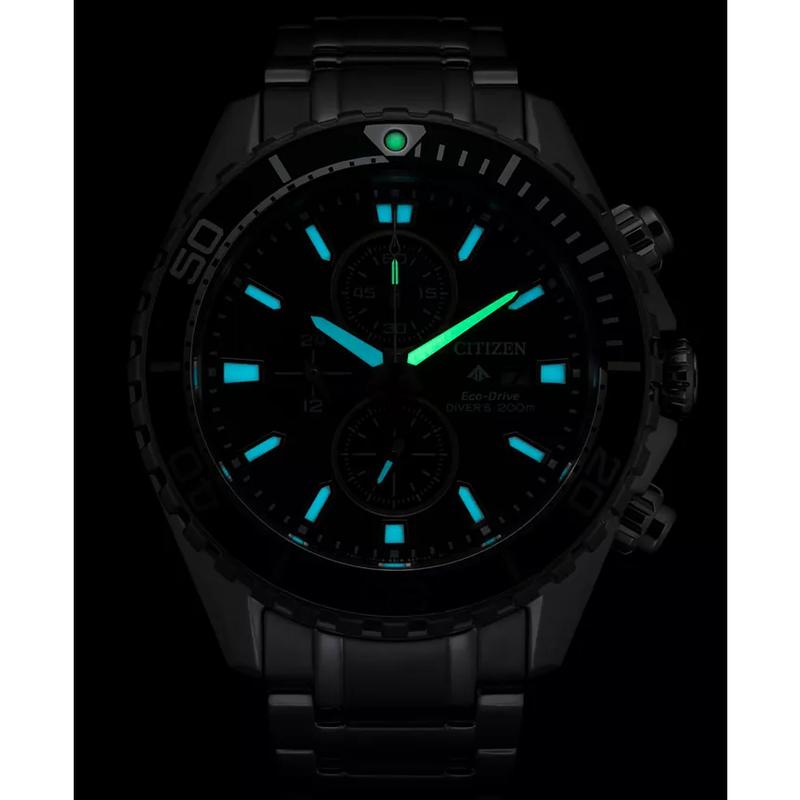 西铁城(CITIZEN)光动能潜水计时男表不锈钢表带防水200米商务休闲运动手表高清大图