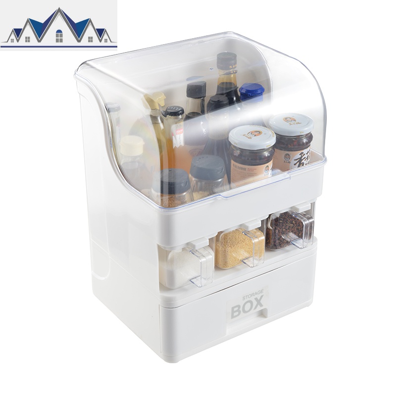 防油带盖调味调料盒酱油醋瓶糖盐罐子置物架抽屉式厨房用品收纳盒_932_769高清大图