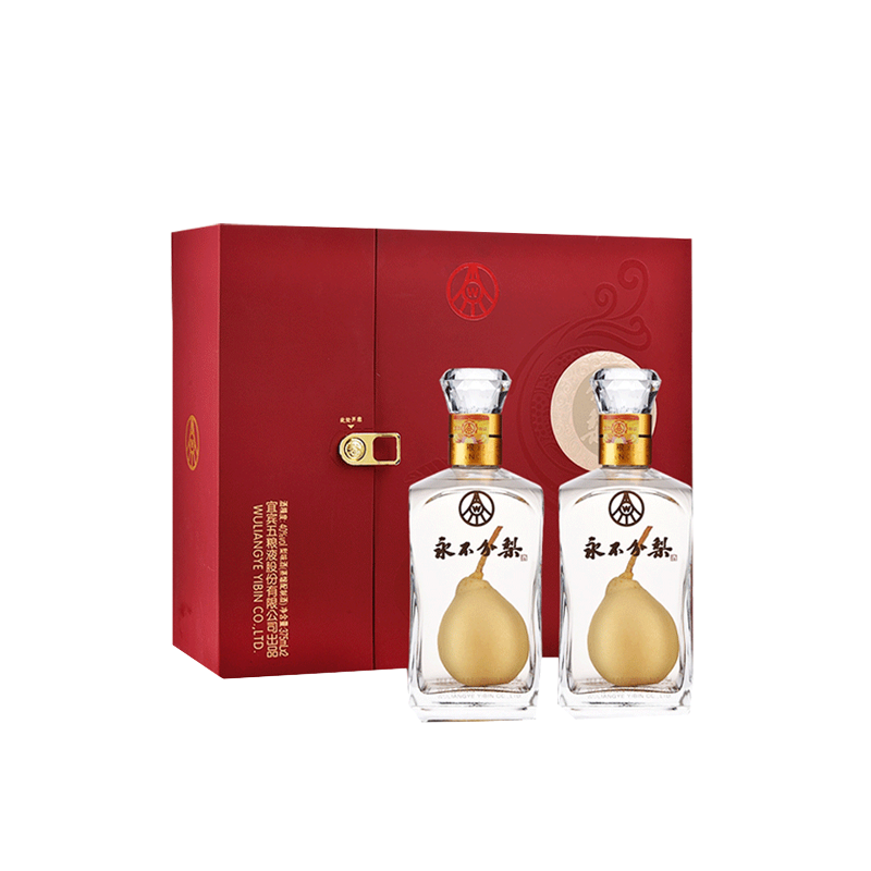 五粮液(wuliangye) 永不分梨双瓶礼盒装 浓香型白酒 40度 375ml*2瓶