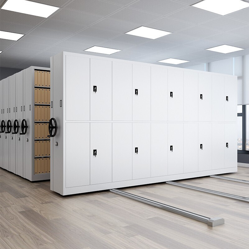 易企采 每立方价格 档案室手摇式轨道密集架移动资料档案柜财务凭证密集柜常规白色