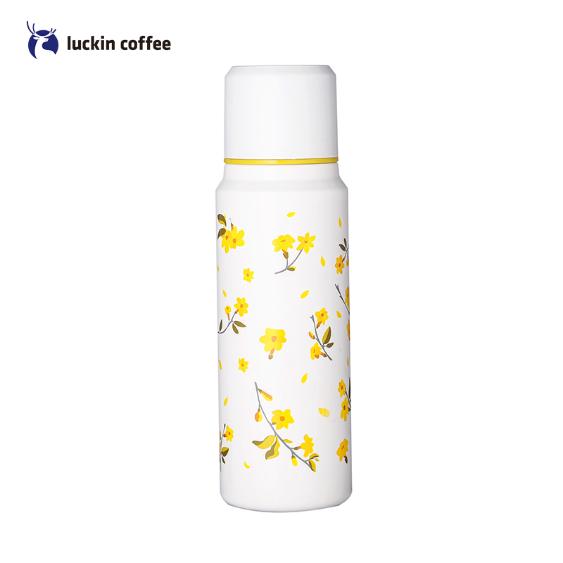 瑞幸咖啡(luckin coffee)花喵小黄花保温杯大容量运动水壶304不锈钢学生水杯