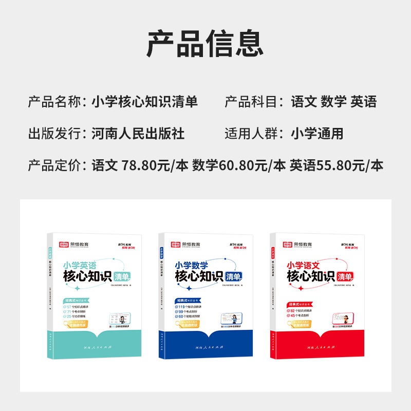 小学通用 小学通用 [正版]荣恒2024小学语文数学英语核心知识清单全国通用版小学生一二三四五六年级小升初基础知识集锦大高清大图