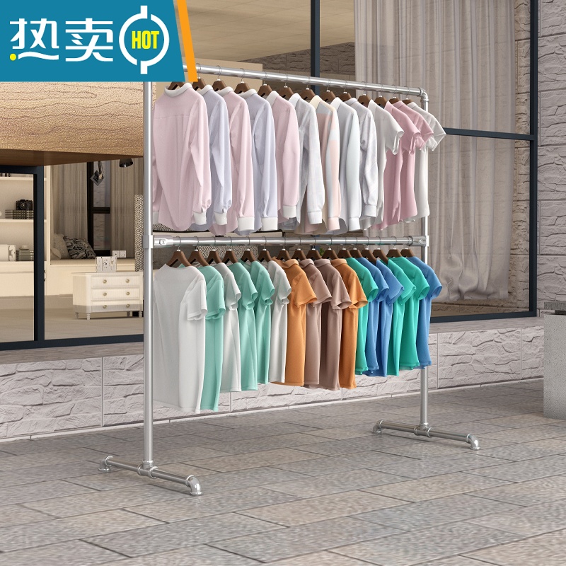 敬平镀锌钢管晾衣架落地阳台家用室外晒被架卧室室内挂衣架简易晾衣杆 三脚款 长2.5米高1.6米 中高清大图