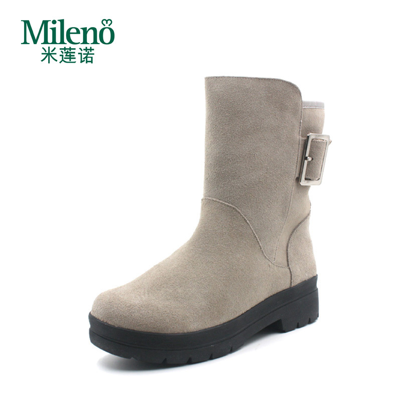Mileno/米莲诺舒适加绒保暖中筒靴子时尚防滑厚底雪地靴M154531