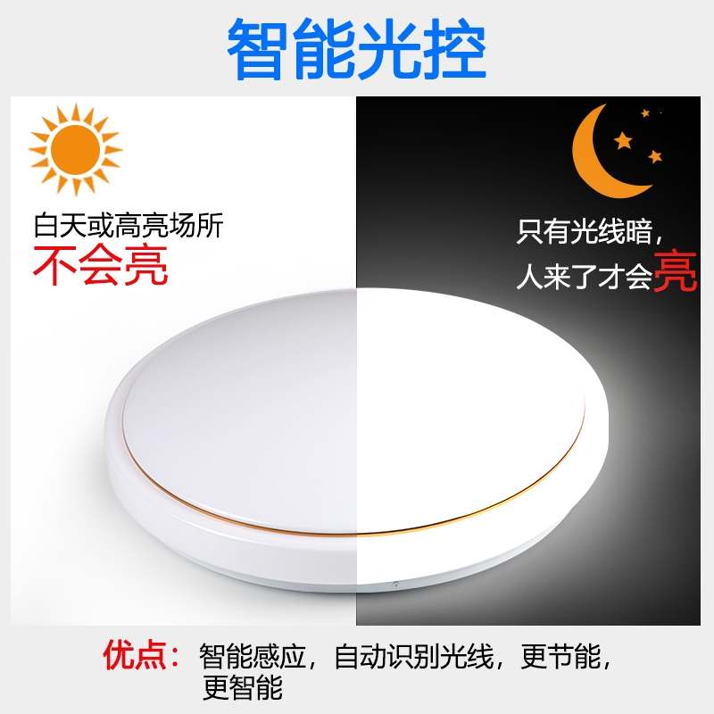 古达感应吸顶灯楼道家用声光控过道楼梯灯智能雷达人体红外线