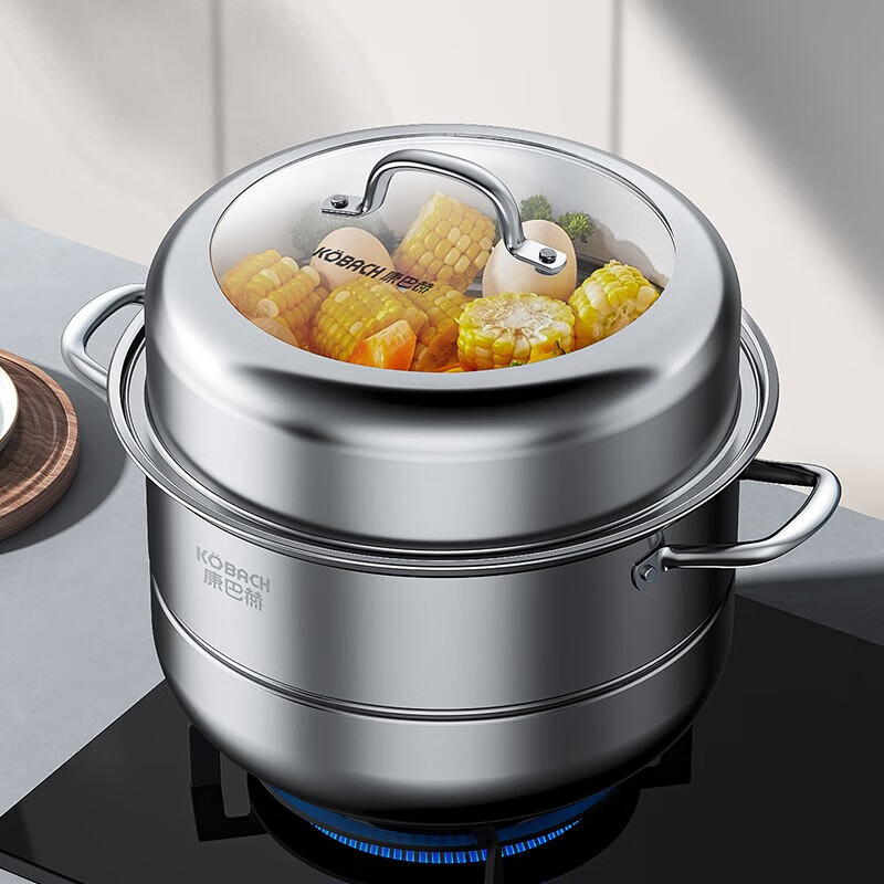 康巴赫欧式不锈钢双层蒸锅套装28cmKBH28TB2