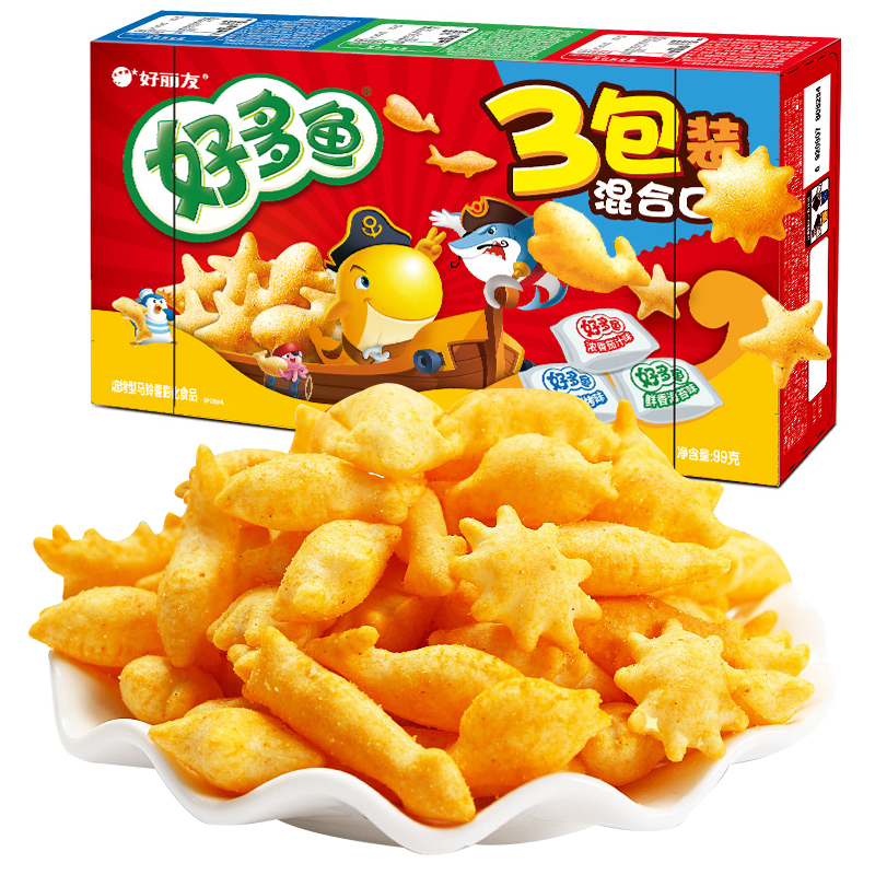 orion好丽友好多鱼混合口味3包装99g休闲盒装零食网红食品新旧包装