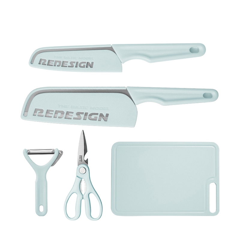 炊大皇(COOKER KING) 蔚蓝刀具五件套 TZ12 (削皮刀+水果刀+剪刀+切片刀+砧板)