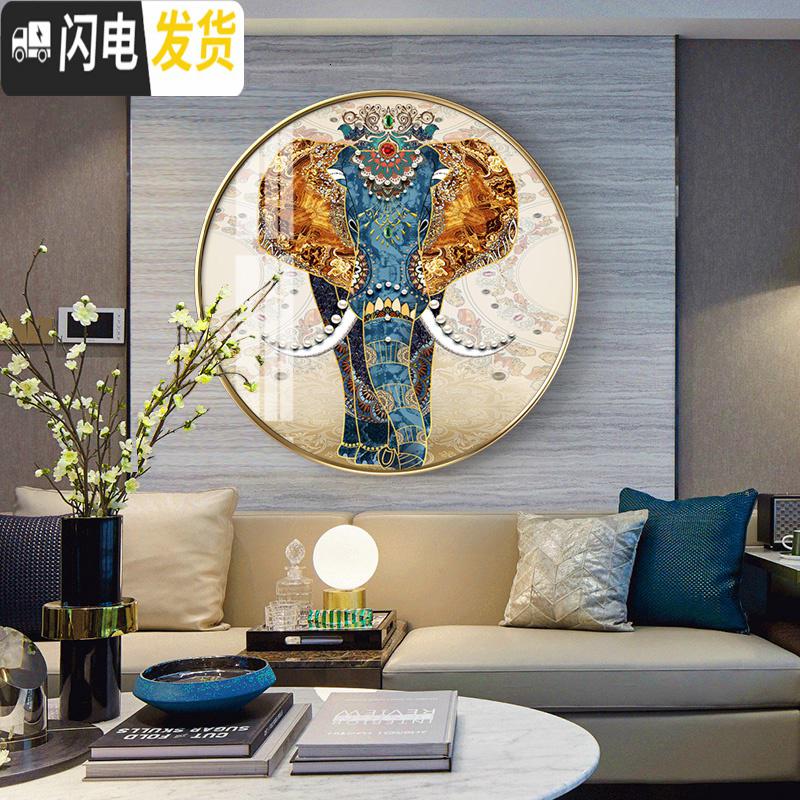 三维工匠2019新款十字绣欧式风格点贴砖石画大象客厅5d钻石画圆形满 画心直径60cm/免费补钻/送工具包/多配30%钻高清大图