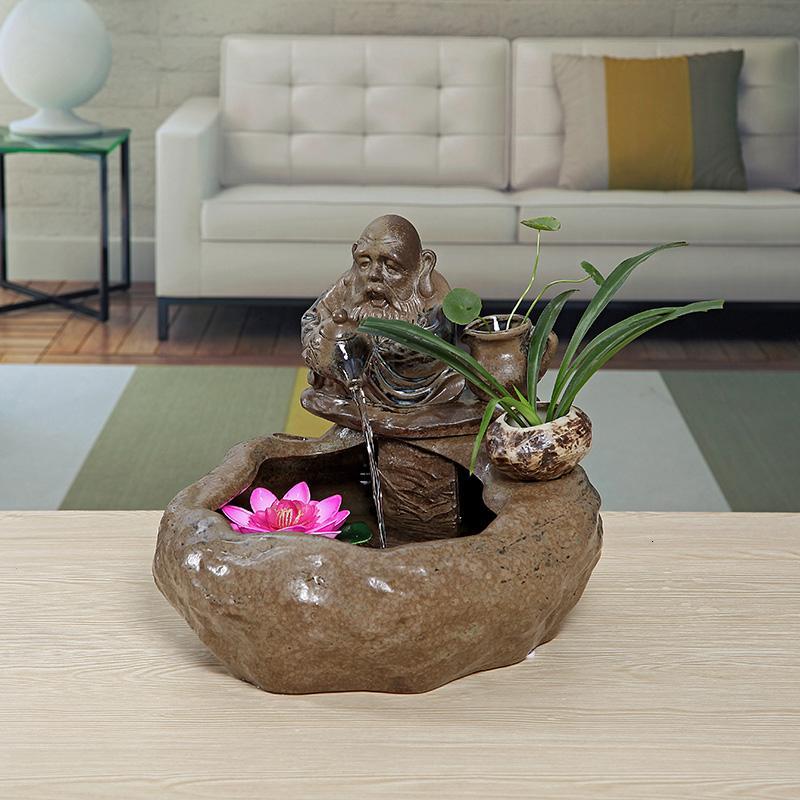 陶瓷喷泉流水水景客厅家居装饰品桌面摆件创意风水招财鱼缸加湿器y