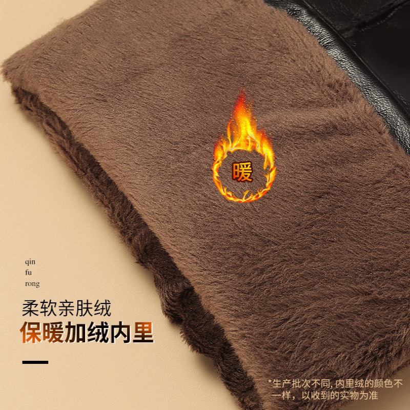 啄木鸟皮手套女冬季骑车加绒加厚防水防风触屏冬天骑行电动车保加高清大图