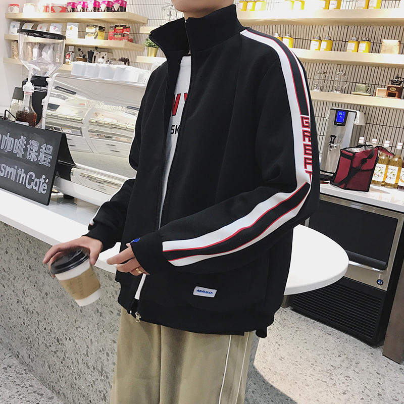 2018春装韩版男款宽松大码立领拉链棒球服卫衣夹克短外套