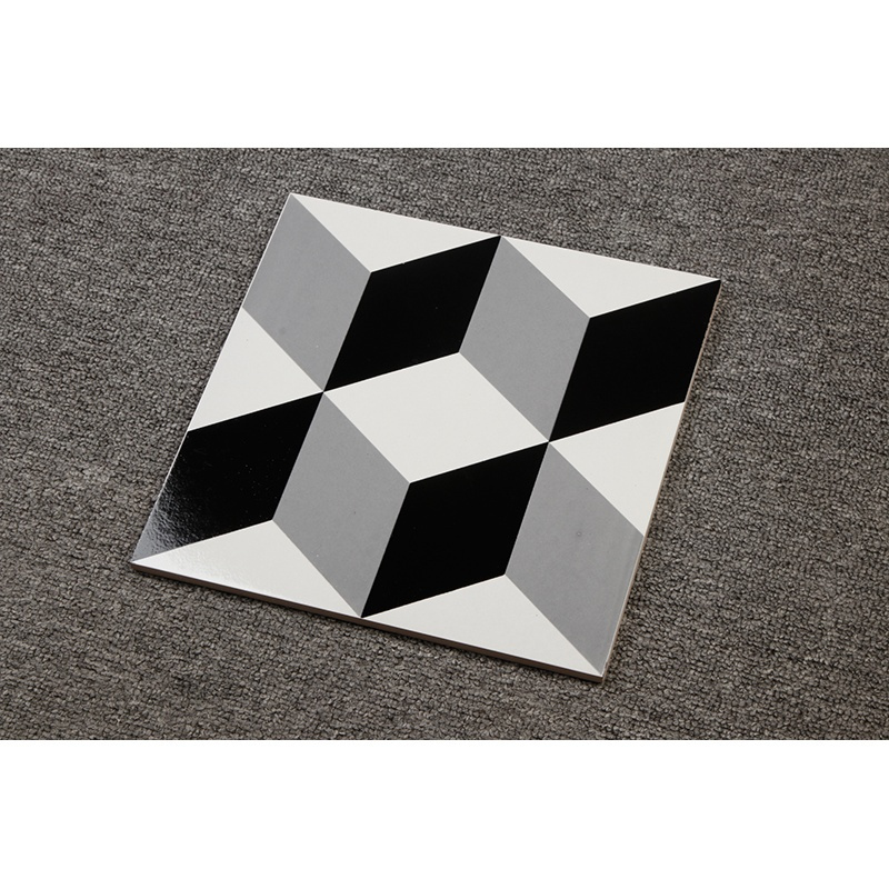 美式风格黑白花砖卫生间地砖瓷砖黑白砖墙砖300花片砖壹德壹视频