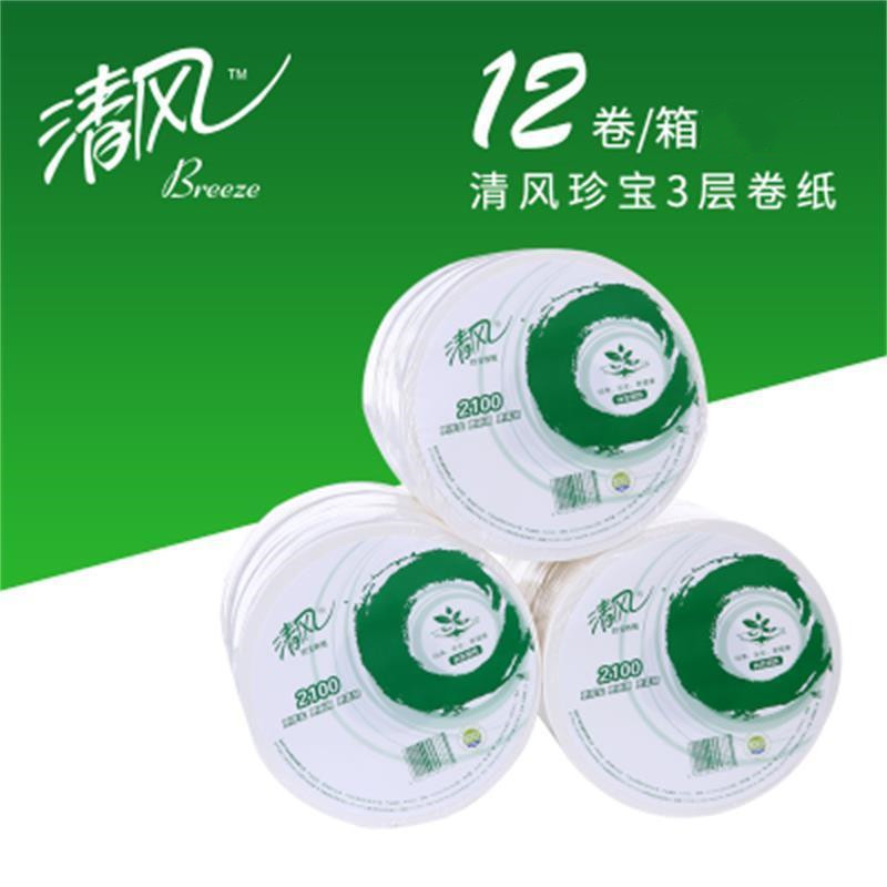 清风 BJ02AJ 2层平纹220米 珍宝卷纸 120*91mm,3卷/提,4提/箱 (整箱销售)