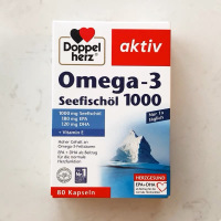 保税发-德国Doppelherz双心1000mg深海鱼油软胶囊80粒 omega3/DHA