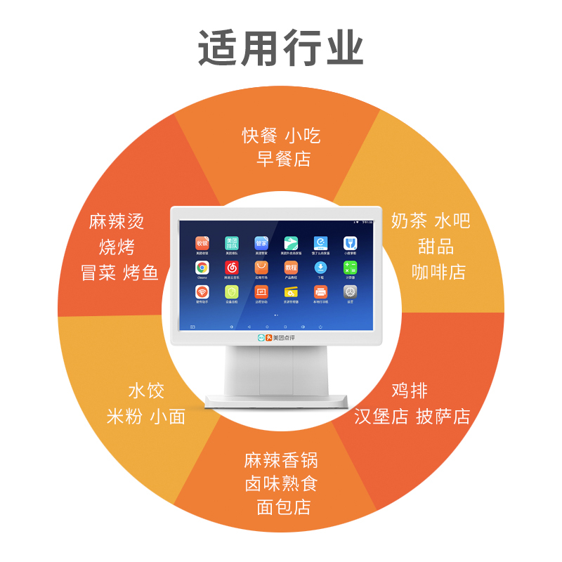 美团点评L3541智能收款机 N2单屏触摸屏收银一体机 餐饮奶茶店收款机 15.6英寸 白色