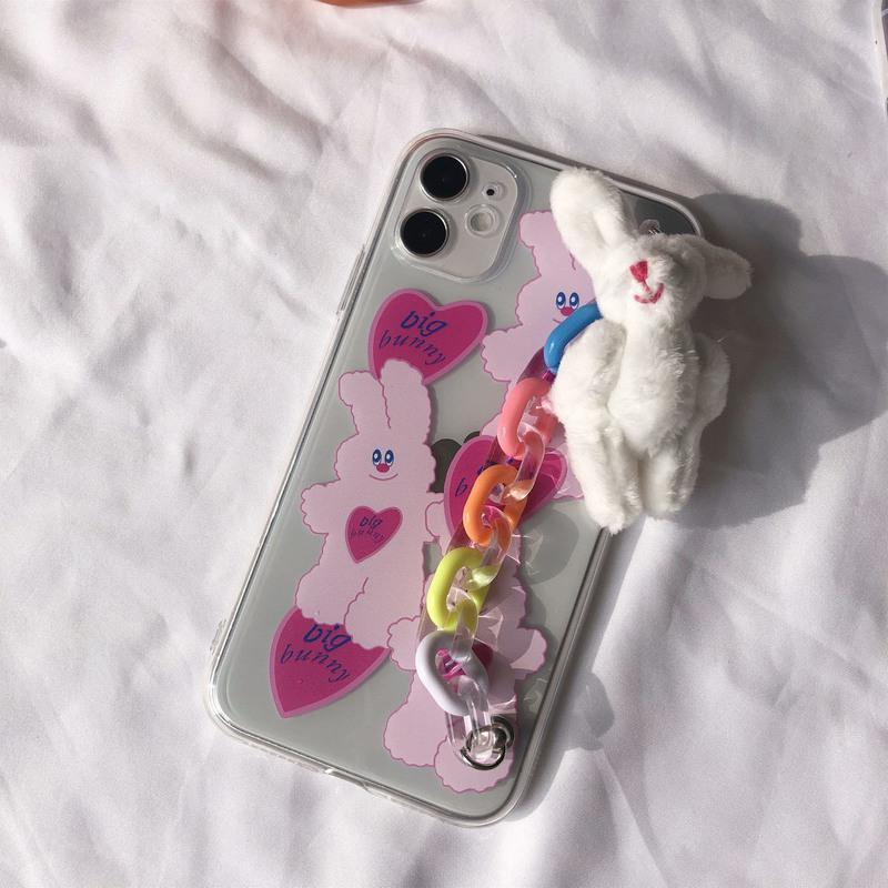 赵露思同款爱心兔子苹果11promax手机壳iPhonexs卡通7/8plus女11 爱心兔子+竖着彩色链条兔子 苹果