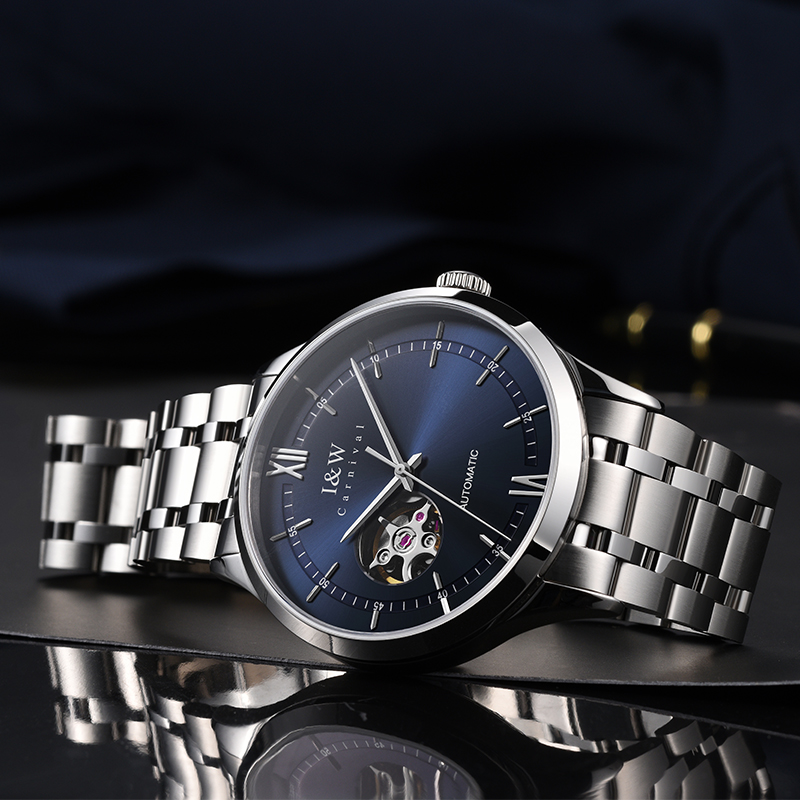 【苏有朋代言】正品I&W CARNIVAL爱沃驰男士手表全自动机械表男表新款防水男款镂空指挥官时尚品牌男表8570G高清大图