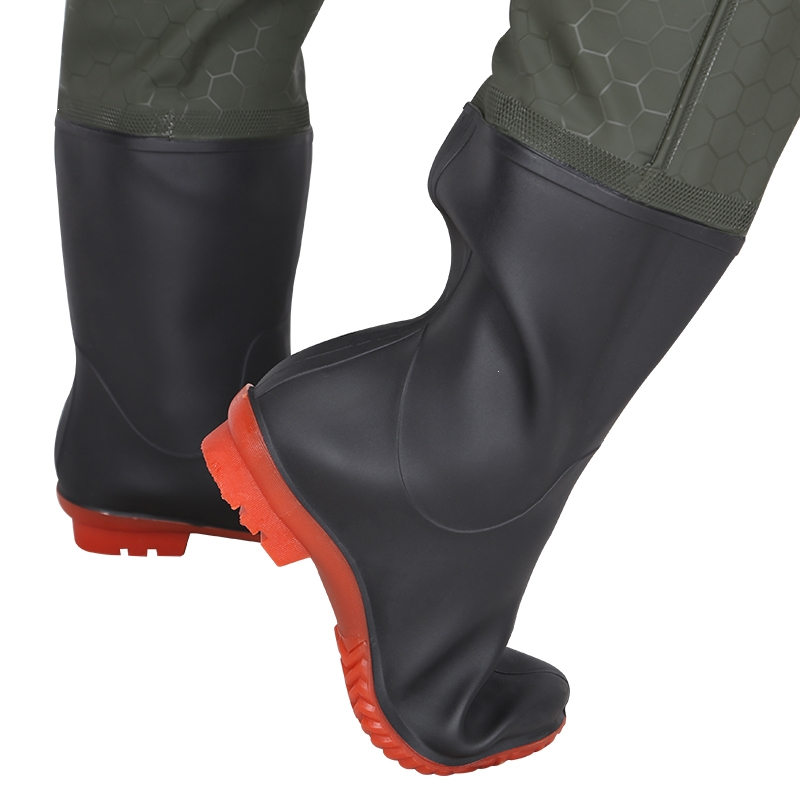 下水裤水库雨裤带雨鞋闪电客皮叉捕抓鱼全身加厚防水衣服水鞋半身连体