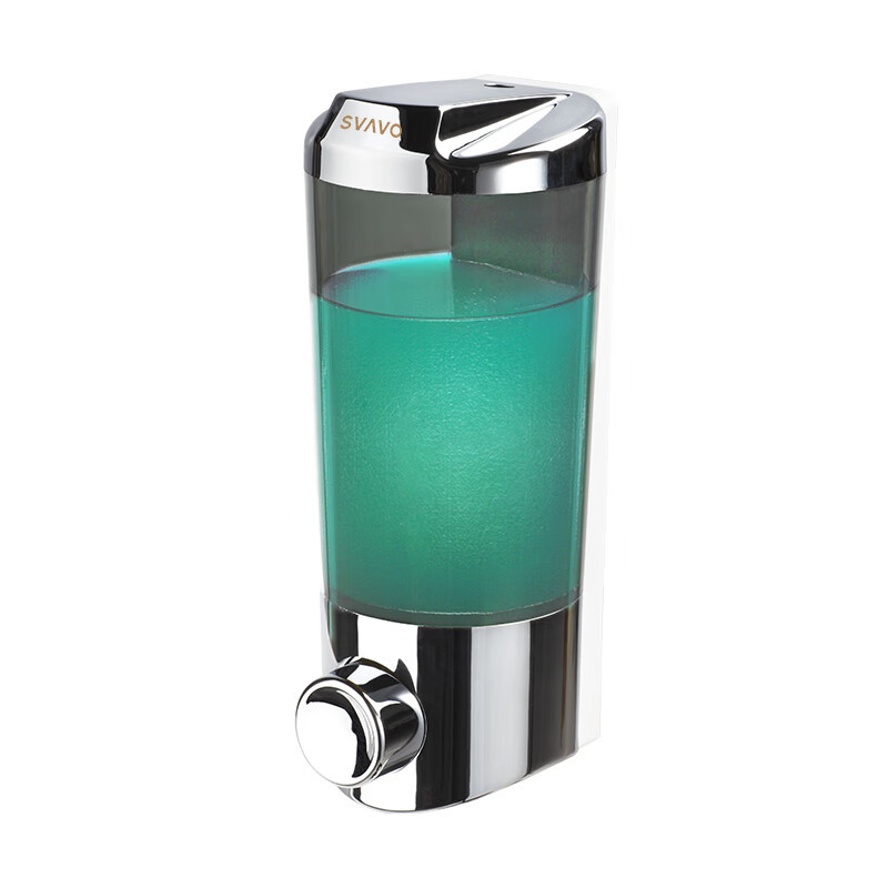 瑞沃(SVAVO)手动皂液器480ml 免打孔酒店宾馆洗手液盒 卫生间壁挂沐浴皂液盒 V9121单格480ml铬色单位:高清大图