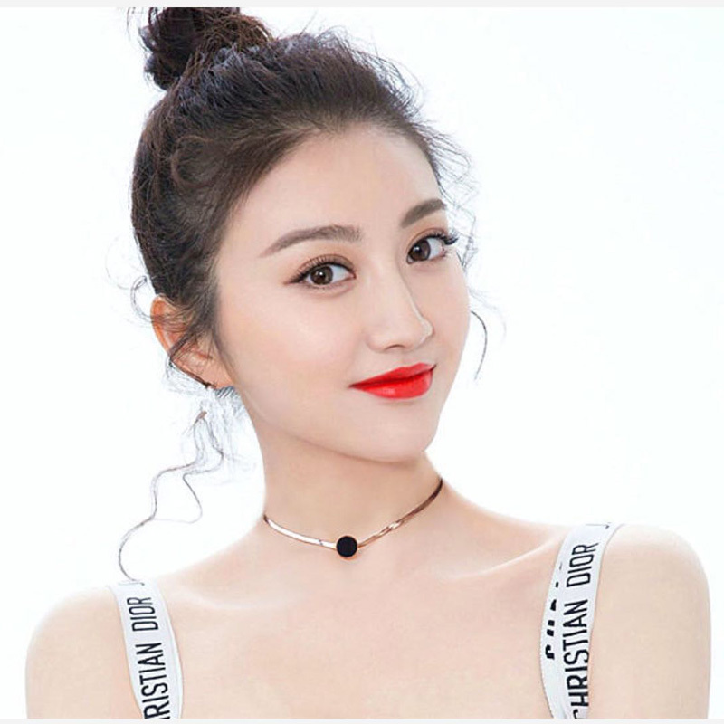 韩版项圈圆牌项链女款短款锁骨链时尚百搭颈链韩国脖链钛钢配饰品送女朋友老婆生日礼物送女朋友七夕情人节礼物