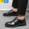 聚范2024夏季商务皮鞋男防水防滑上班百搭透气男鞋黑色休闲工作演出鞋