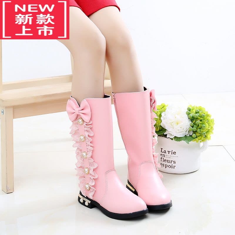 可莉允儿童鞋女童靴子冬季2022年新款公主长筒靴中大童小女孩加绒高筒靴图片