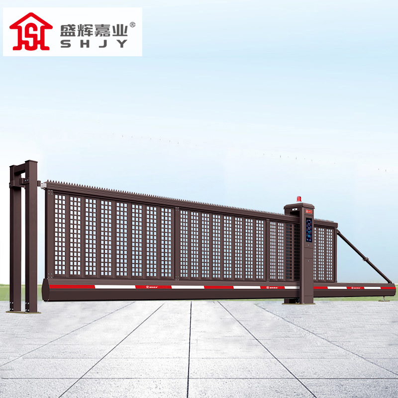 盛辉嘉业 悬浮门电动伸缩门铝合金封板无轨直线平移大门定制高清大图