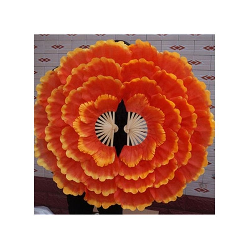 道具舞台牡丹花扇大演出扇子团体操活动花瓣舞蹈扇开场舞蹈|明黄色橙色36公分直径92左