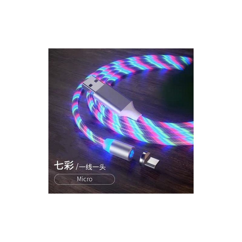 磁吸光数据线安卓苹果type-c三合一磁铁头手机快充强磁充电线|一线二头[苹果+苹果] 2米:七彩光[快充版]