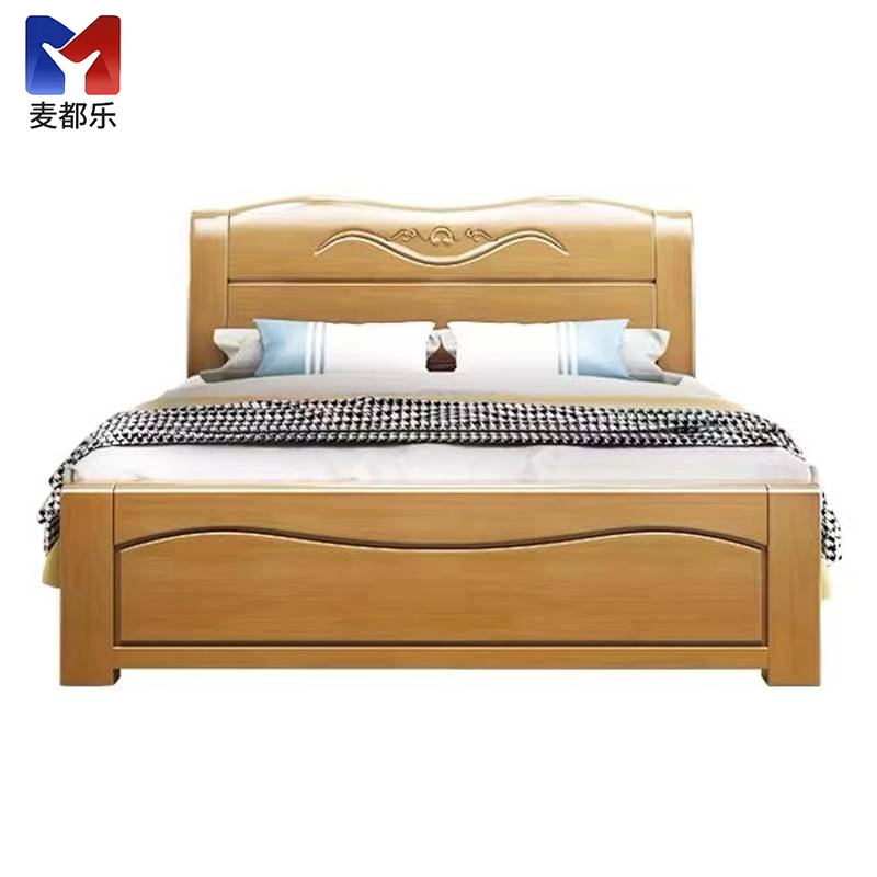 麦都乐 单人实木床原木色 1500x2000mm 张高清大图