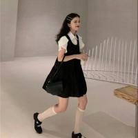 两件套时尚吊带连衣裙2021新款夏季可爱学生白衬衫+背带裙套装女 单背带裙 S