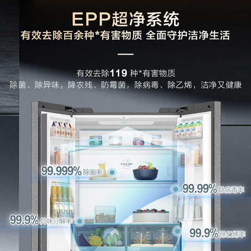 haier海尔冰箱 476升十字对开门冰箱 零距离自由嵌入式全空间保鲜EPP净味抗菌风冷无霜家用大容量智能物联电冰箱高清大图