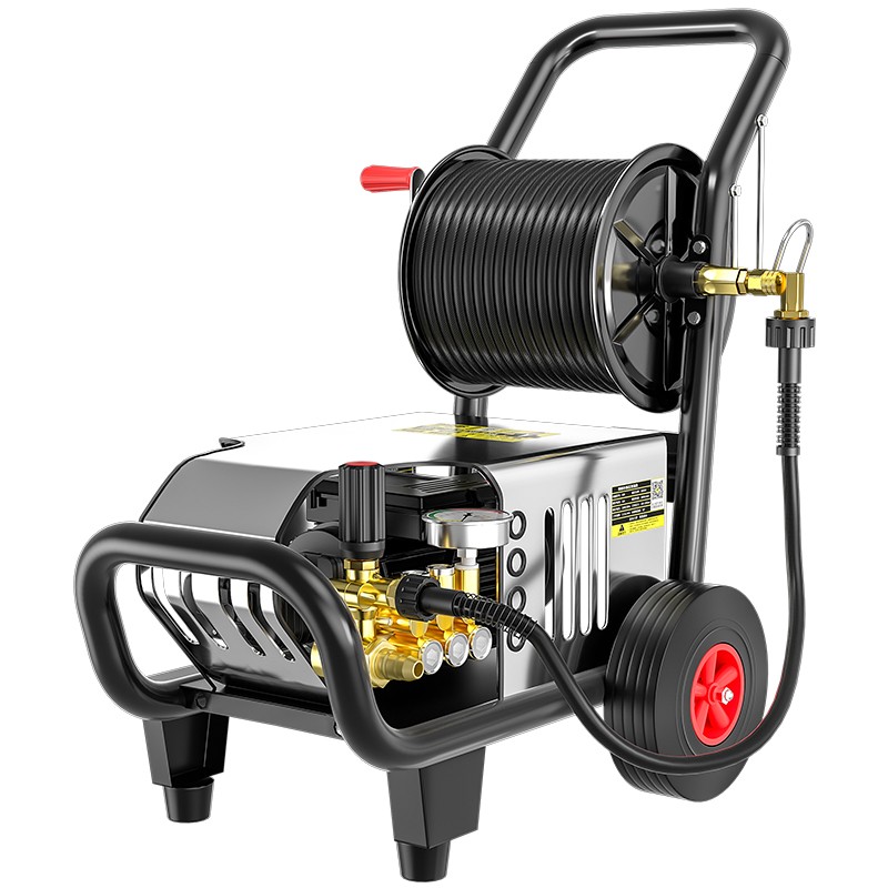 机 220v商用高压洗车水枪 卷轴收纳便携式洗车店养殖场工业清洗设备