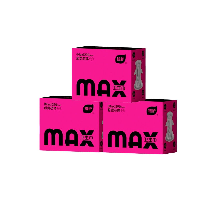 植护 MAX系列卫生巾加宽防漏透气 ZH408405 290mm 8片*3盒
