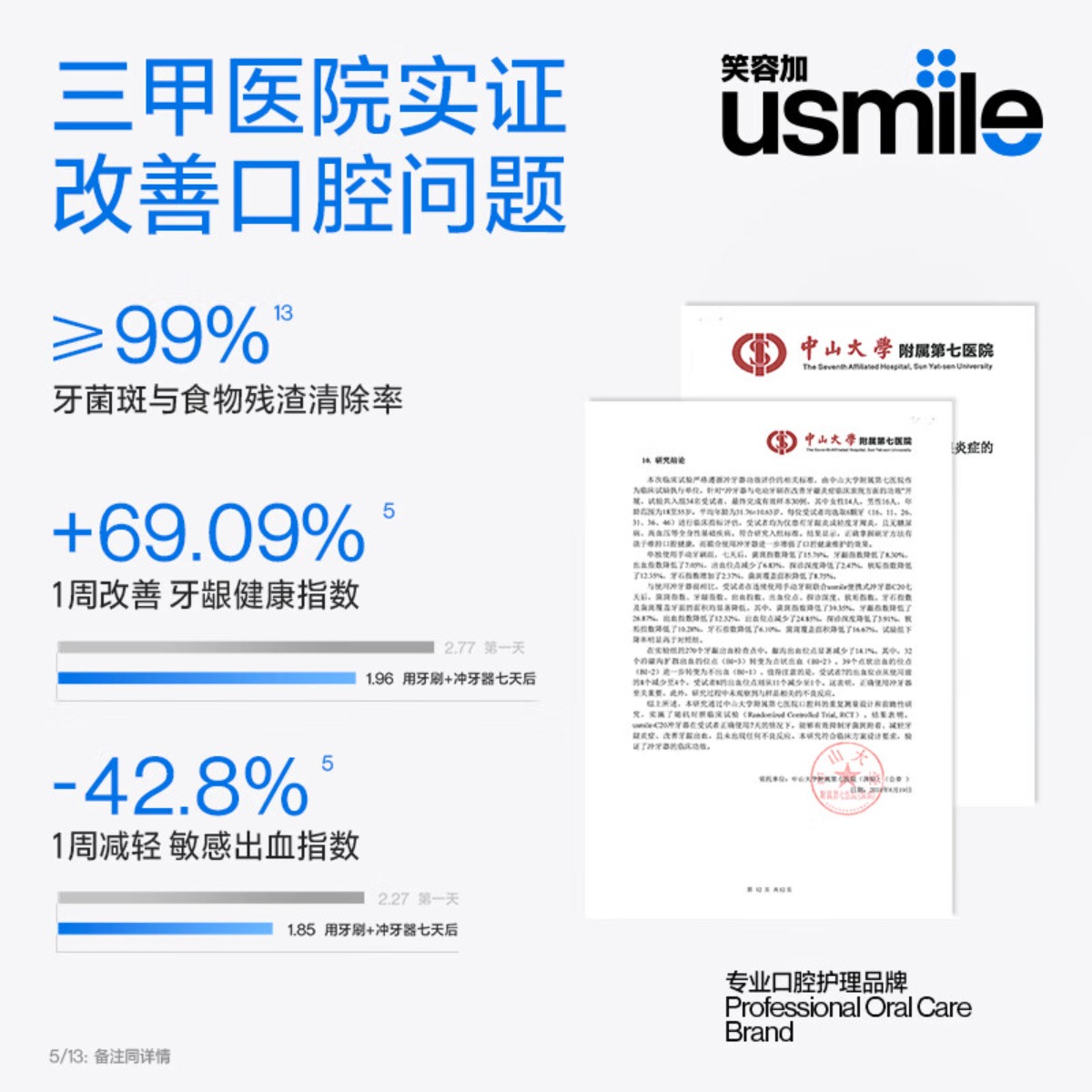 usmile笑容加冲牙器伸缩便携式冲牙器 C20 镜湖蓝高清大图