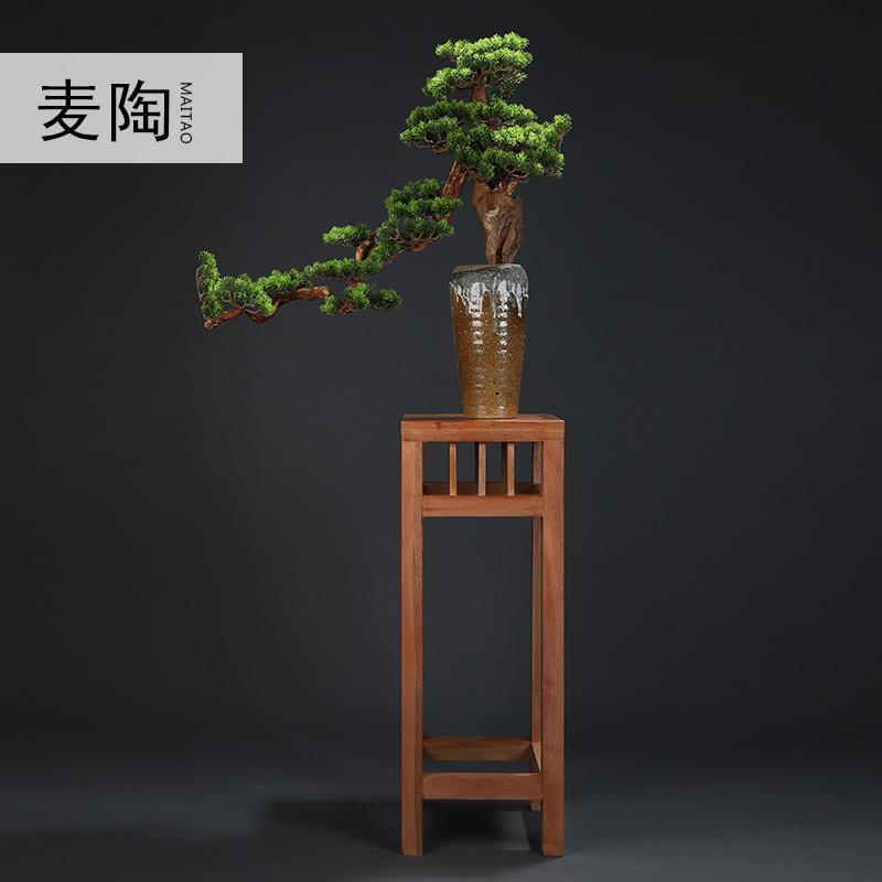 新中式家居摆件四季迎客松盆景酒店走廊绿植玄关装饰摆件_503