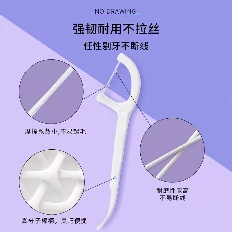 舒客专效洁齿牙线棒 便携牙签扁线专业清洁齿缝 50支/盒高清大图